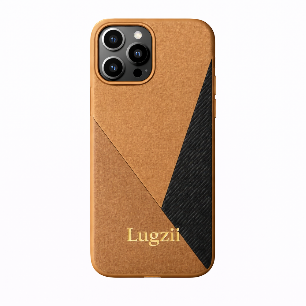 Bruin & Zwart Lugzii Geometrisch Lederen Hoesje voor iPhone 15 Pro Max