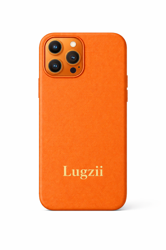 Oranje Lugzii Premium leren iPhone-hoes
