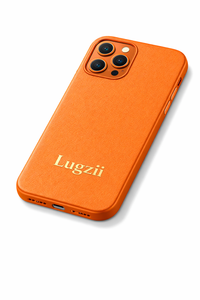 Oranje Lugzii Premium leren iPhone-hoes