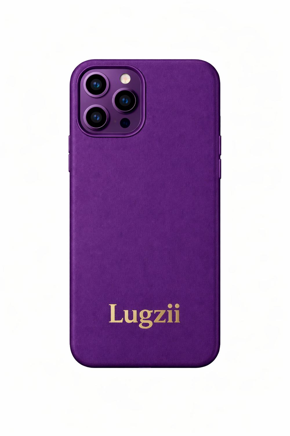 Paarse Lugzii Premium leren hoes voor iPhone 15 Pro Max